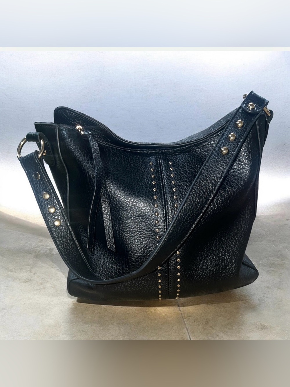 Montana West Black Studded Vegan Leather Hobo Bag